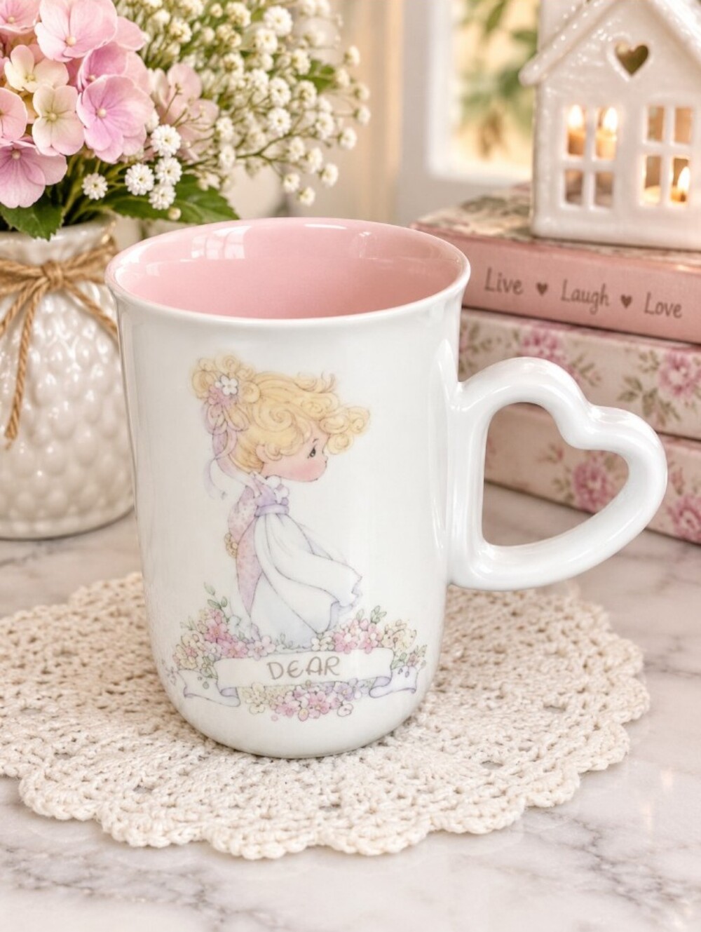 Precious Moments Cup With Heart Shape Handle Soulmates Cup Dear Vintage